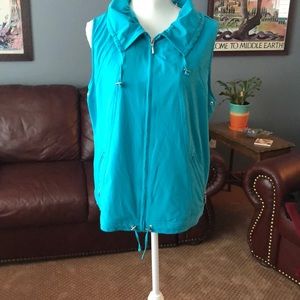 Chico's Teal Hooded Zip Vest